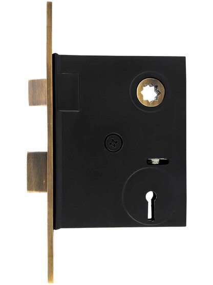 Alternate View of Windsor Pattern Mortise Lock in Antique-by-Hand.