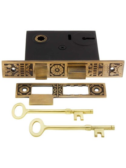 Alternate View 3 of Windsor Pattern Mortise Lock in Antique-by-Hand.