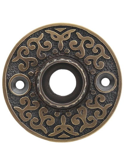 2 inch Cast Brass Decorative Victorian Rosette in Antique-By-Hand.