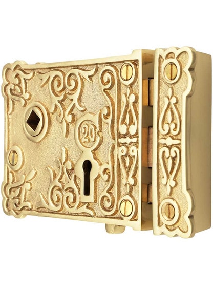 Alternate View of Solid Brass Century Rim Lock With Choice of Finish