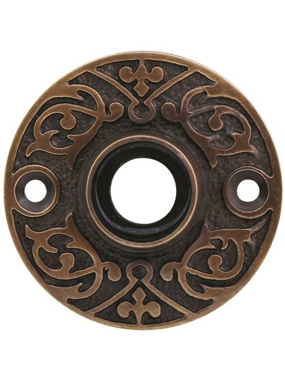 2 inch Cast Brass Fleur-de-Lis Rosette in Antique-by-Hand.