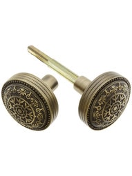 Pair of Windsor Drum Style Door Knobs In Antique-By-Hand Finish