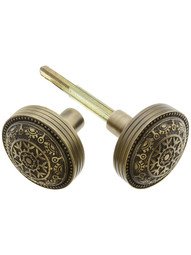 Pair of Windsor Drum Style Door Knobs In Antique-By-Hand Finish.