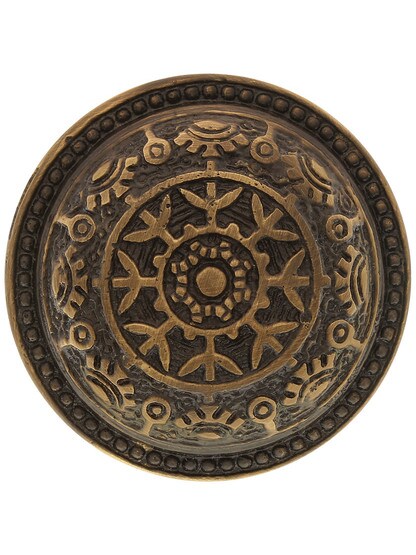 Alternate View of Pair of Windsor Drum Style Door Knobs In Antique-By-Hand Finish.