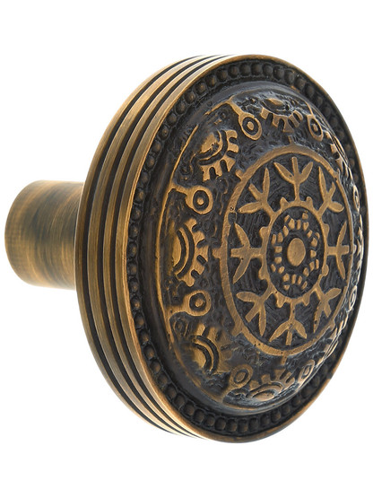 Pair of Windsor Drum Style Door Knobs In Antique-By-Hand Finish