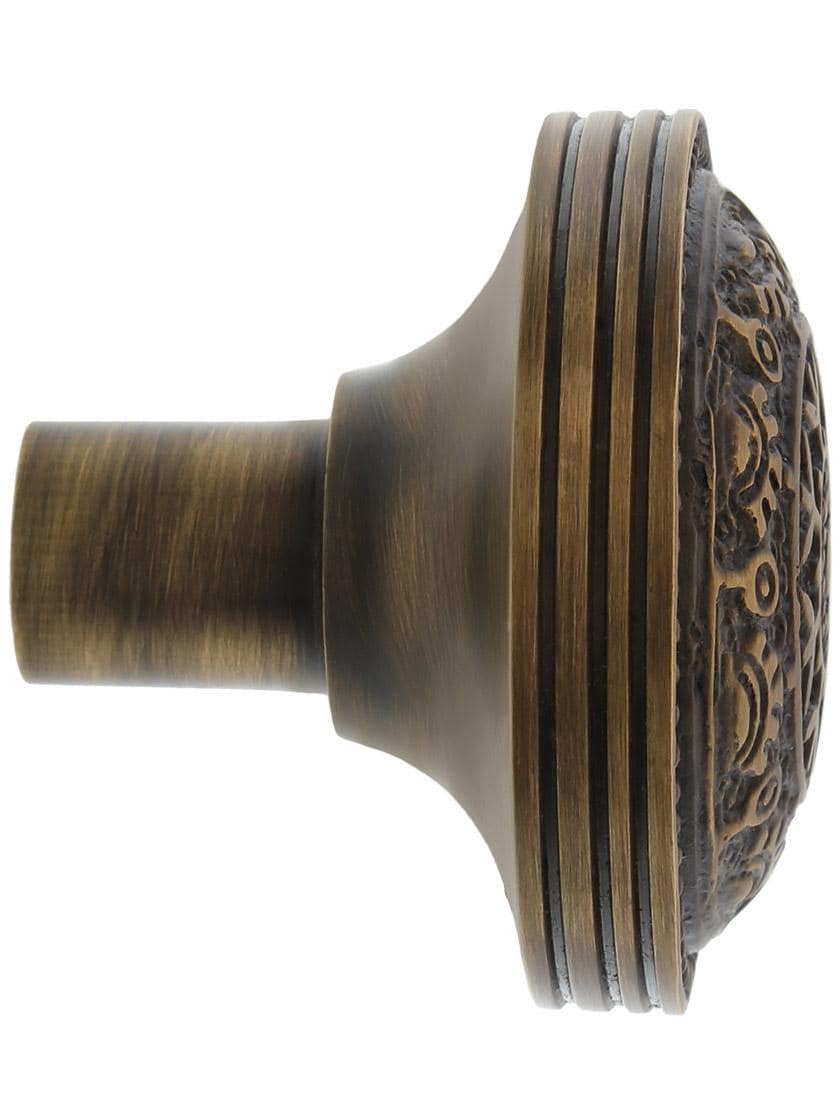 Alternate View 3 of Pair of Windsor Drum Style Door Knobs In Antique-By-Hand Finish.