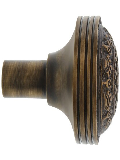 Alternate View 3 of Pair of Windsor Drum Style Door Knobs In Antique-By-Hand Finish.