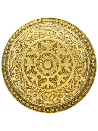 Alternate View of Pair of Windsor Drum Style Door Knobs In Un-lacquered Brass.