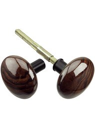 Pair of Bennington Style Rim Lock Knobs With Black Iron Shanks