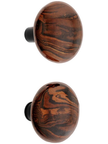 Alternate View 2 of Pair of Bennington Style Rim Lock Knobs With Black Iron Shanks.