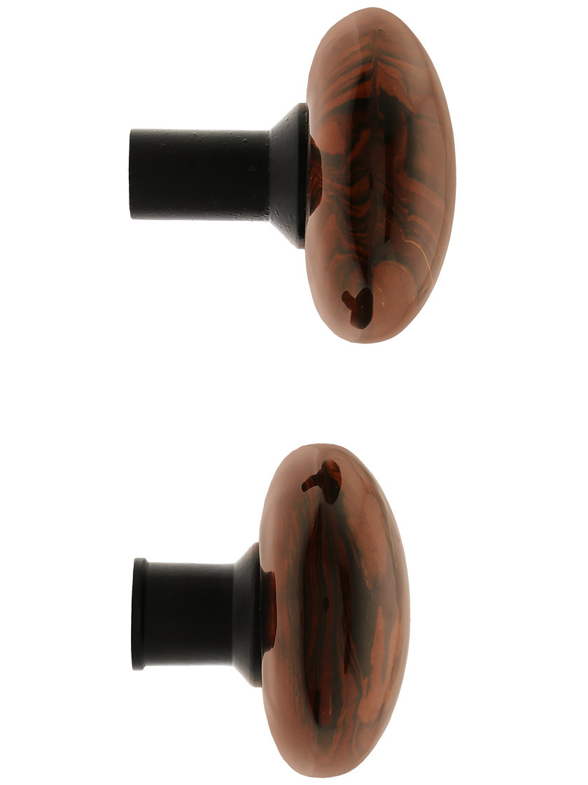 Alternate View 3 of Pair of Bennington Style Rim Lock Knobs With Black Iron Shanks.