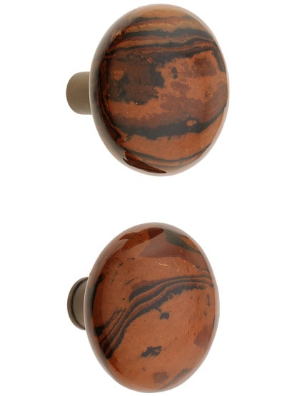 Alternate View 2 of Pair of Bennington Style Rim Lock Knobs With Solid Brass Shanks.