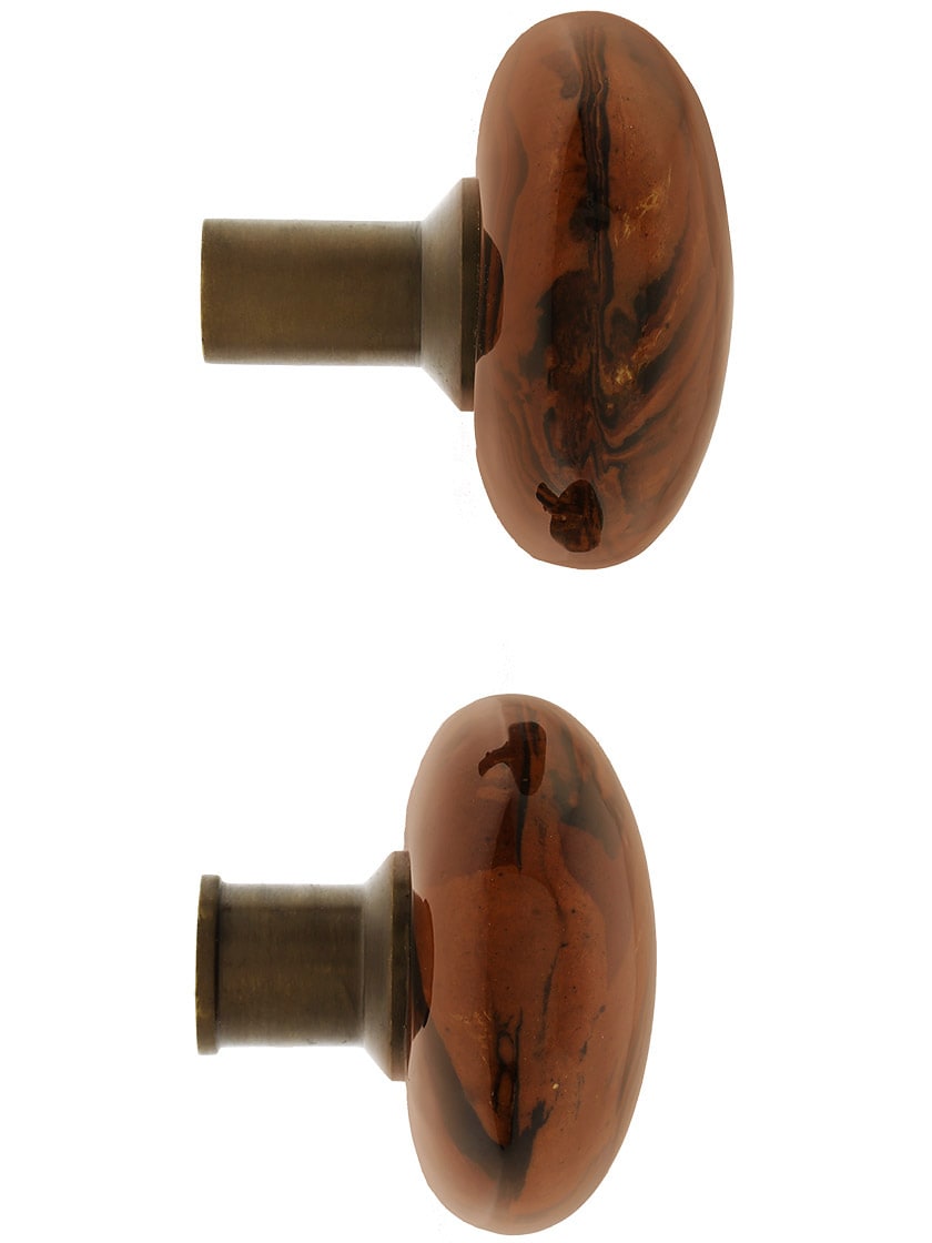 Alternate View 3 of Pair of Bennington Style Rim Lock Knobs With Solid Brass Shanks.