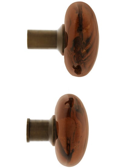 Alternate View 3 of Pair of Bennington Style Rim Lock Knobs With Solid Brass Shanks.