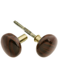 Pair of Bennington Style Rim Lock Knobs With Solid Brass Shanks