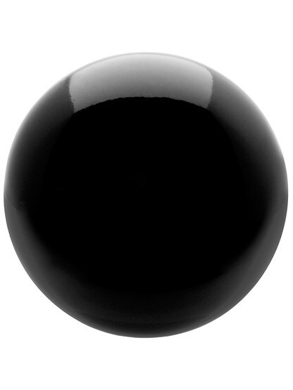 Alternate View of Pair of Black Porcelain Door Knobs With Black Iron Shanks.