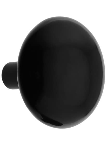 Alternate View 2 of Pair of Black Porcelain Door Knobs With Black Iron Shanks.