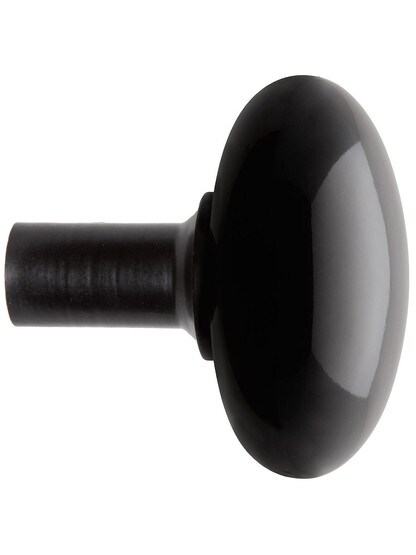 Alternate View 3 of Pair of Black Porcelain Door Knobs With Black Iron Shanks.
