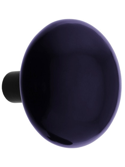 Alternate View 2 of Pair of Blue Porcelain Door Knobs with Iron Shanks.