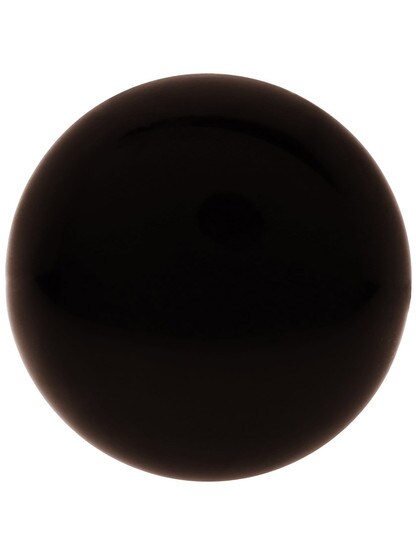 Alternate View of Pair of Brown Porcelain Doorknobs With Black Iron Shanks.