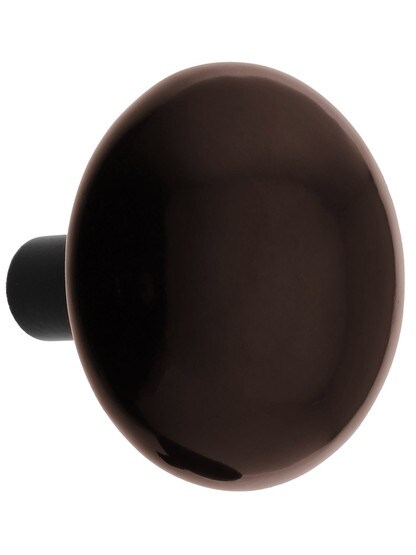 Alternate View 2 of Pair of Brown Porcelain Doorknobs With Black Iron Shanks.