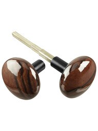 Pair of Bennington Style Door Knobs With Black Iron Shanks.