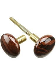 Pair of Bennington Style Door Knobs With Brass Shanks