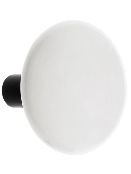 Alternate View 2 of Pair of White Porcelain Doorknobs With Black Iron Shanks.