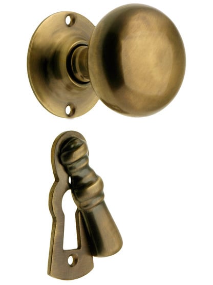 Alternate View 4 of Pair of Small Colonial Door Knobs In Antique-By-Hand Finish.