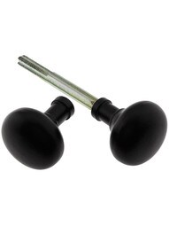 Pair of Small Cast Iron Colonial Door Knobs In Matte Black