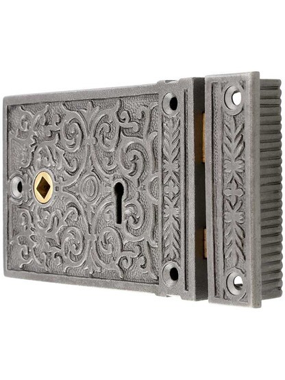 Cast Iron Scroll-Design Rim Lock