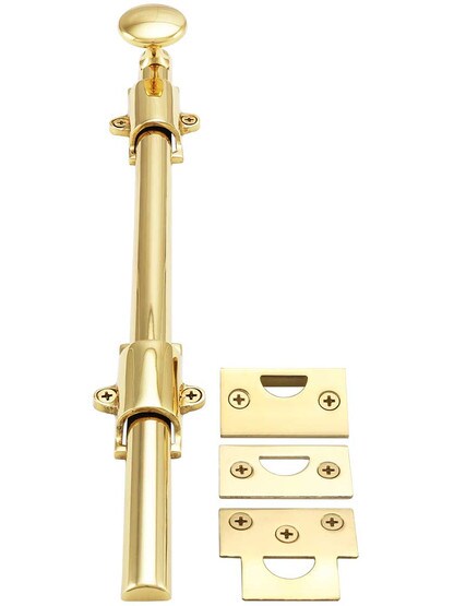 Alternate View 2 of 12 inch Solid Brass Surface Mount Door Bolt.
