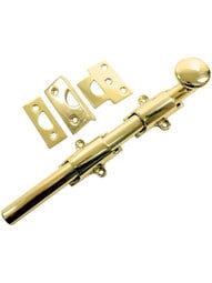 12" Traditional Style Surface Door Bolt In Solid Brass