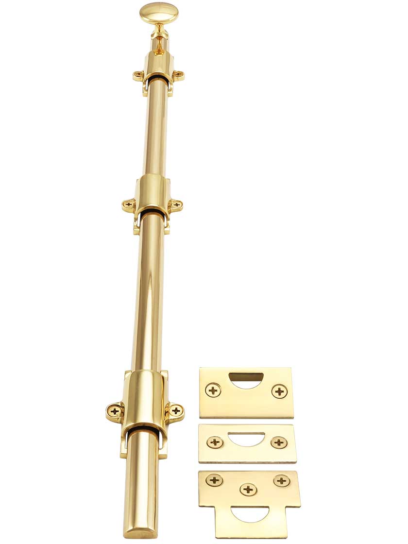 Alternate View 2 of 18 inch Traditional Style Surface Door Bolt In Solid Brass.
