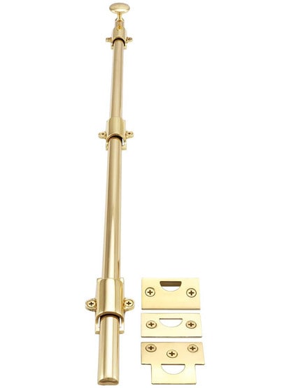 Alternate View 2 of 24 inch Traditional Style Surface Door Bolt in Solid Brass.