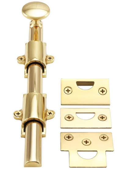 Alternate View 2 of 8 inch Traditional Style Surface Door Bolt In Solid Brass.