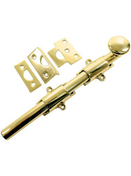 8 inch Traditional Style Surface Door Bolt In Solid Brass.