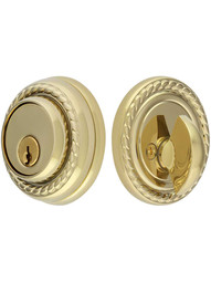 Solid Brass Single Cylinder Rope-Style Deadbolt.