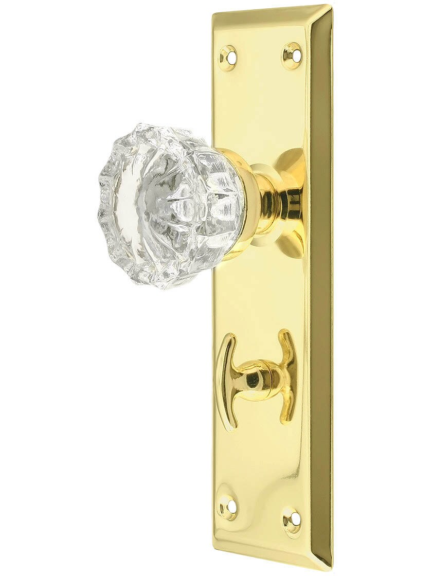 MORTISE LOCK PRIVACY LOCKSET WITH BRASS DOOR KNOBS WITH BRASS BASE VINTAGE STYLE 