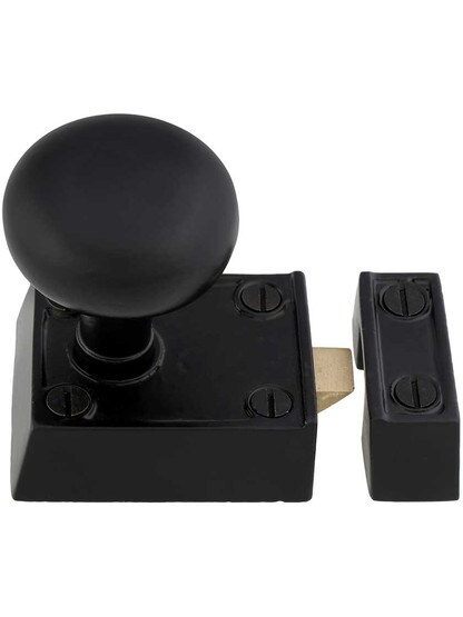 Alternate View 2 of Small Cast Iron Rim Latch Set with Round Iron Knobs.