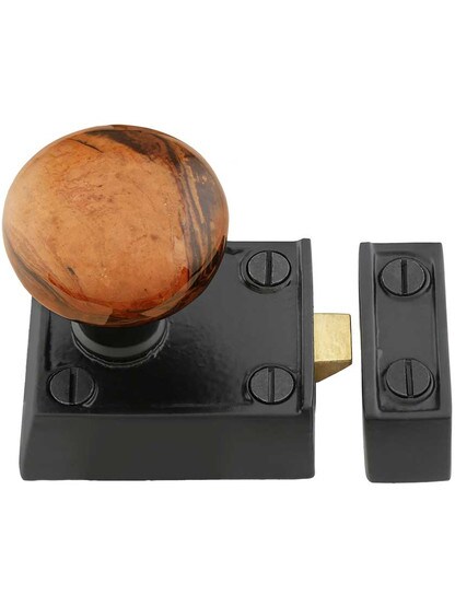Alternate View 2 of Small Cast Iron Rim Latch Set with Bennington-Style Knobs.