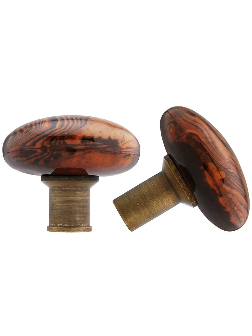 Alternate View 3 of Solid Brass Horizontal Rim Lock Set with Bennington Style Porcelain Knobs.
