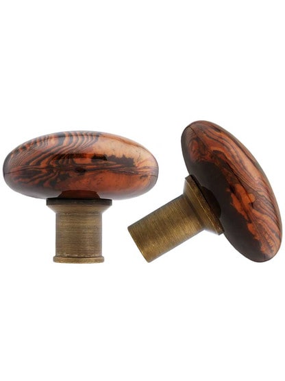 Alternate View 3 of Solid Brass Horizontal Rim Lock Set with Bennington Style Porcelain Knobs.