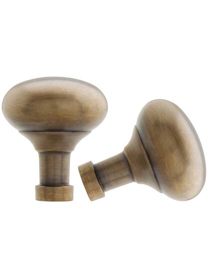 Alternate View 3 of Solid Brass Vertical Rim Lock Set with Small Round Knobs In Antique-By-Hand Finish.
