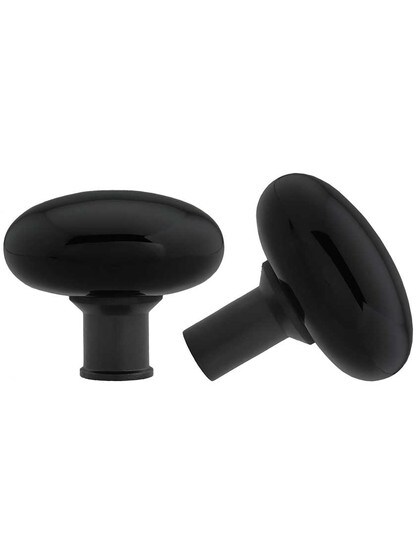 Alternate View 3 of Cast Iron Horizontal Rim Lock Set with Black Porcelain Door Knobs.