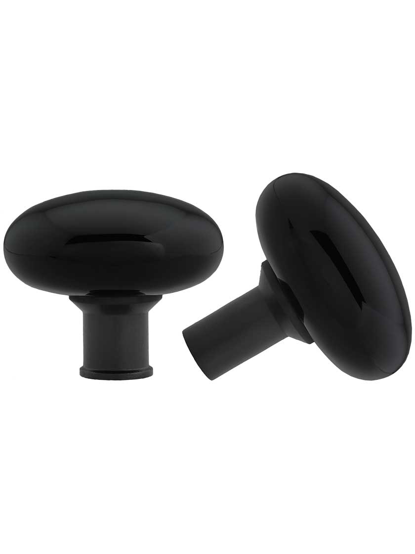 Alternate View 3 of Cast Iron Vertical Rim Lock Set with Black Porcelain Door Knobs.