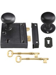 Cast Iron Vertical Rim Lock Set with Small Iron Knobs