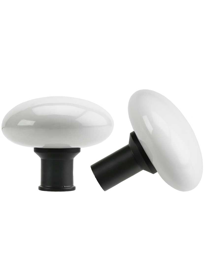 Alternate View 3 of Cast Iron Vertical Rim Lock Set with White Porcelain Door Knobs.