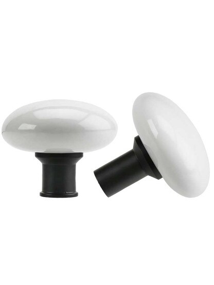 Alternate View 3 of Cast Iron Vertical Rim Lock Set with White Porcelain Door Knobs.