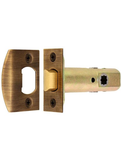 Premium Tubular Door Latch with Solid Brass Face and Strike Plates in Antique-By-Hand.